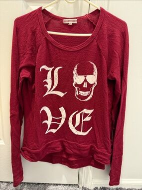 P.J. Salvage Burgundy Crewneck Sweatshirt with White Label. Size small